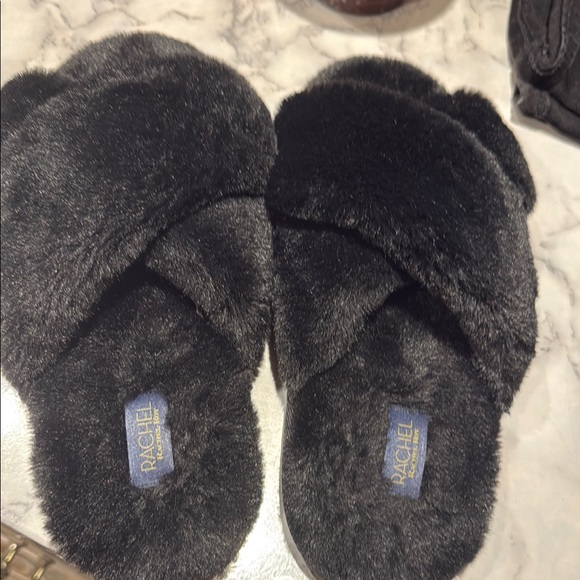 Rachel Parcell Plush Black Slippers - Picture 1 of 2